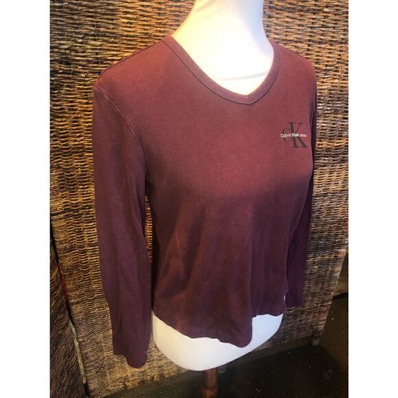 Calvin Klein Jeans V-Neck Long Sleeve Shirt L - Picture 2 of 3